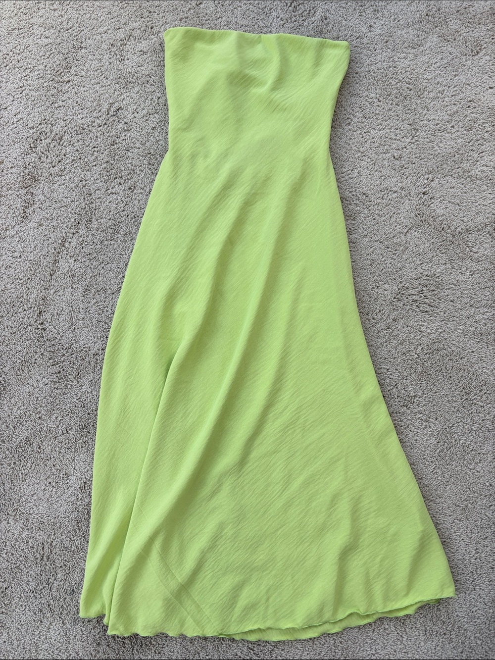 See You Monday Strapless Neon Lime Maxi Dress